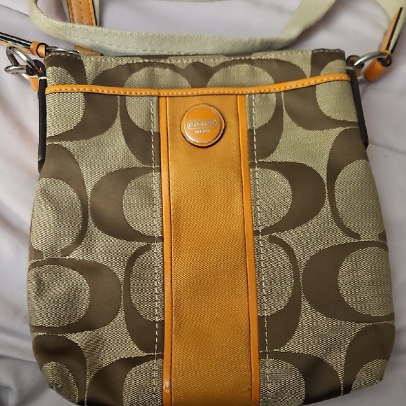 Coach Handbags - Coach Tan and Orange Crossbody Bag